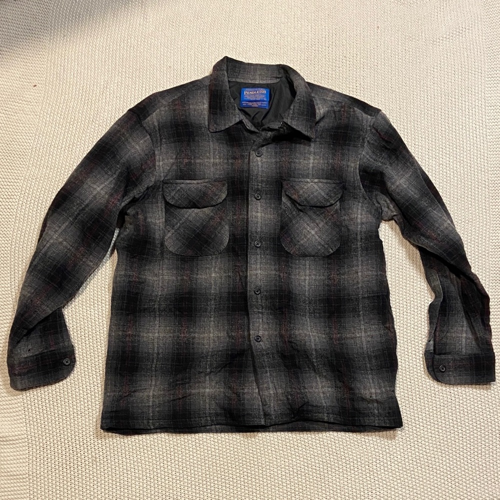 Pendleton Ombré Charcoal Wool Plaid Shirt